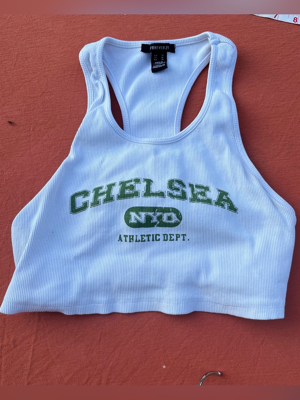 Forever 21 White Ribbed Tank Top with Black Tag
